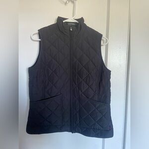 Classic Ralph Lauren quilted vest-black exterior/red interior/size medium